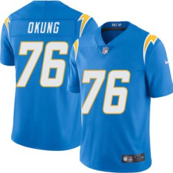 Chargers #76 Russell Okung BOLT UP Powder Blue Jersey