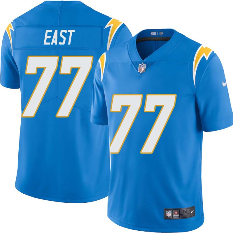 Chargers #77 Ron East BOLT UP Powder Blue Jersey