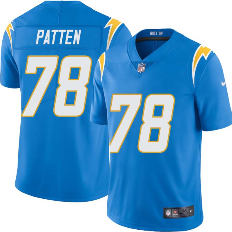 Chargers #78 Joel Patten BOLT UP Powder Blue Jersey