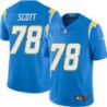 Chargers #78 DeQuincy Scott BOLT UP Powder Blue Jersey