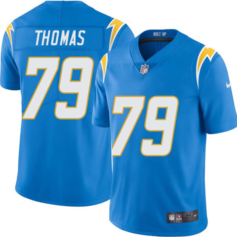 Chargers #79 Cornell Thomas BOLT UP Powder Blue Jersey