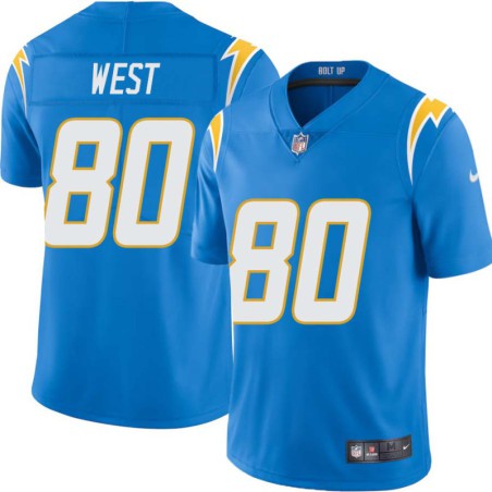 Chargers #80 Jeff West BOLT UP Powder Blue Jersey