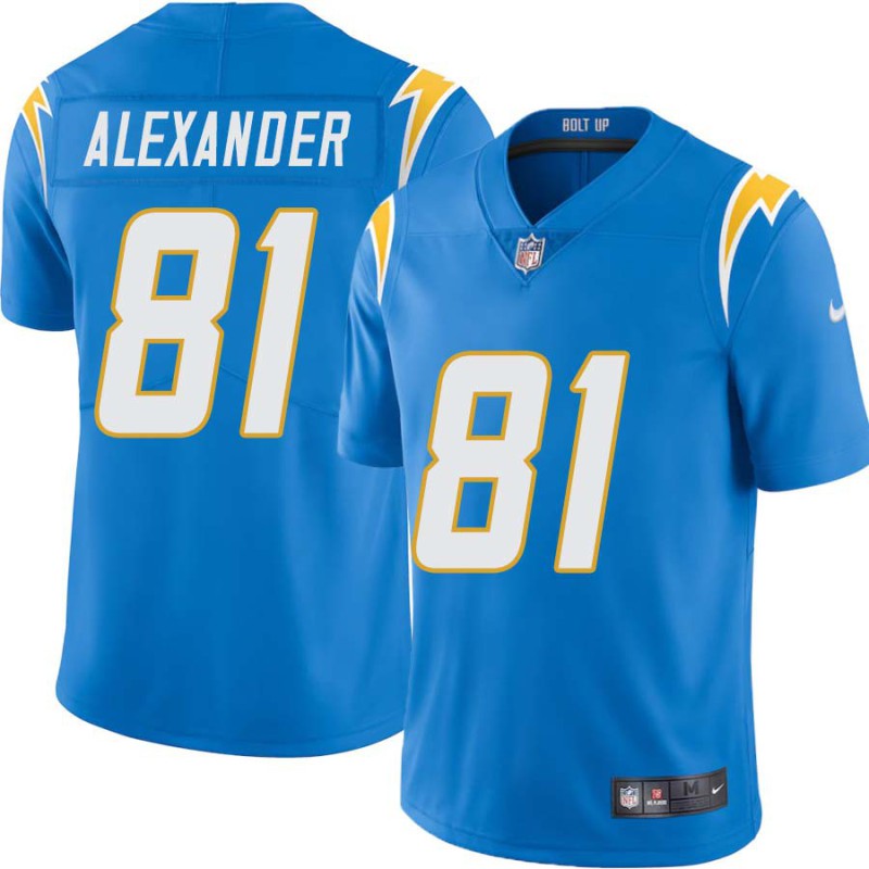 Chargers #81 Stephen Alexander BOLT UP Powder Blue Jersey