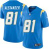 Chargers #81 Stephen Alexander BOLT UP Powder Blue Jersey