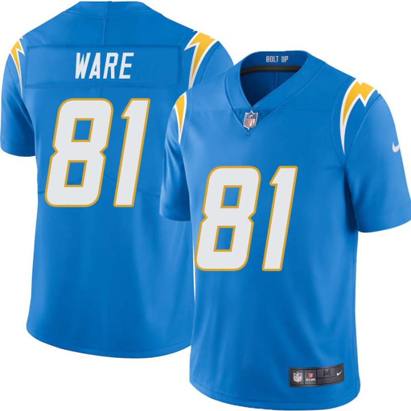 Chargers #81 Timmie Ware BOLT UP Powder Blue Jersey