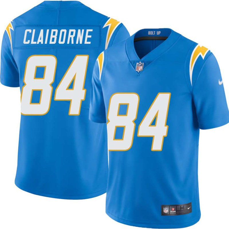 Chargers #84 Robert Claiborne BOLT UP Powder Blue Jersey