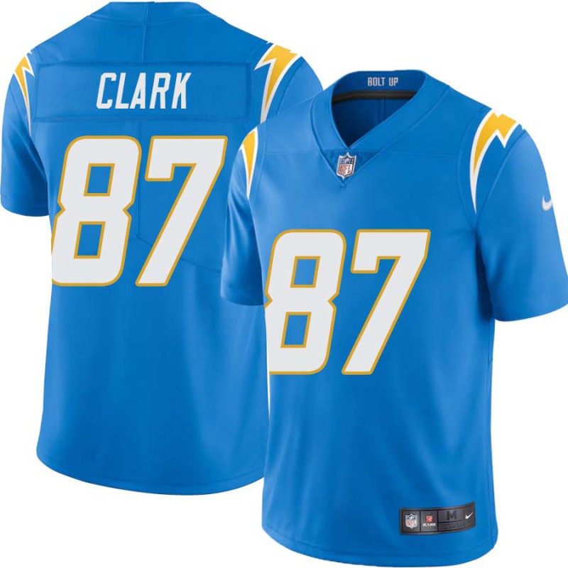 Chargers #87 Howard Clark BOLT UP Powder Blue Jersey