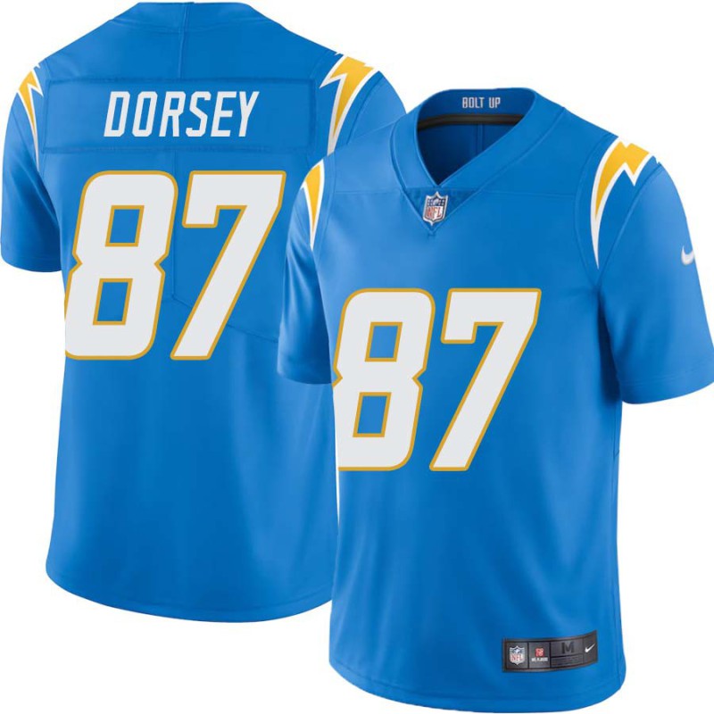Chargers #87 Larry Dorsey BOLT UP Powder Blue Jersey