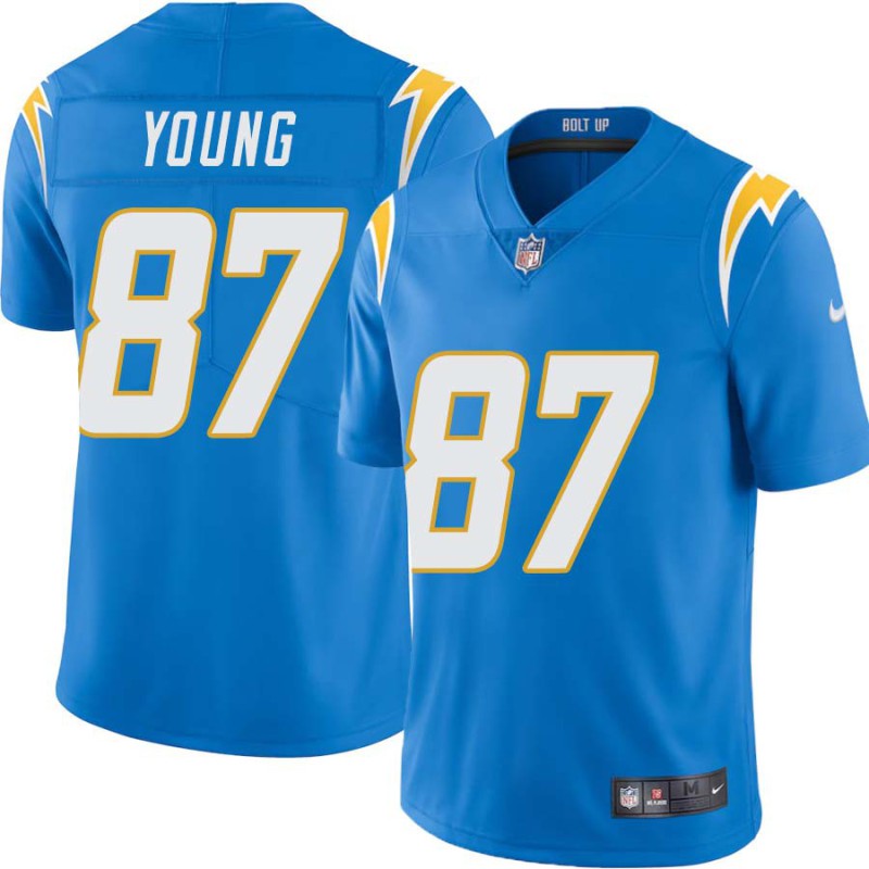 Chargers #87 Duane Young BOLT UP Powder Blue Jersey