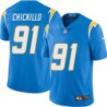 Chargers #91 Tony Chickillo BOLT UP Powder Blue Jersey