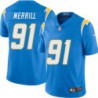 Chargers #91 Forrest Merrill BOLT UP Powder Blue Jersey