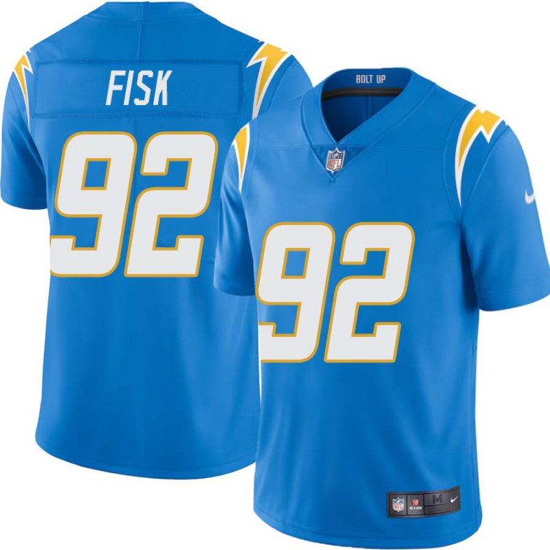 Chargers #92 Jason Fisk BOLT UP Powder Blue Jersey