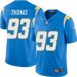 Chargers #93 Cam Thomas BOLT UP Powder Blue Jersey