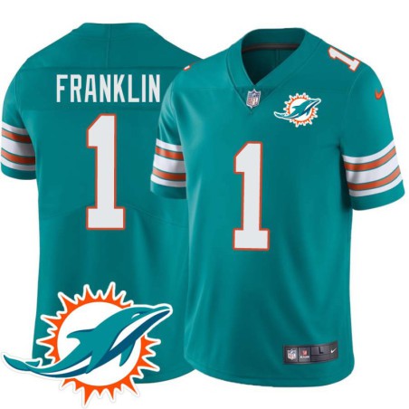 Dolphins #1 Tony Franklin Additional Chest Dolphin Patch Aqua Jersey