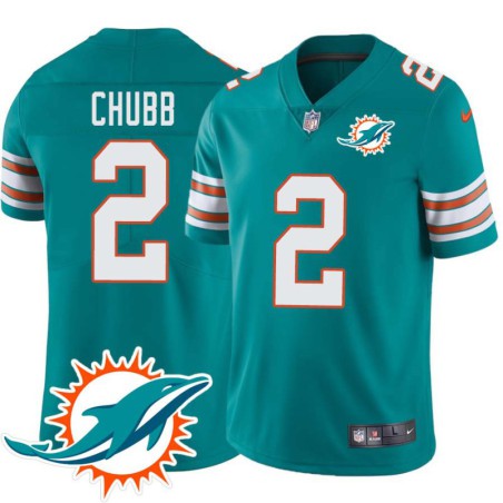 Dolphins #2 Bradley Chubb Additional Chest Dolphin Patch Aqua Jersey