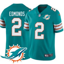 Dolphins #2 Chase Edmonds Additional Chest Dolphin Patch Aqua Jersey