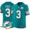 Dolphins #3 Jay Feely Additional Chest Dolphin Patch Aqua Jersey