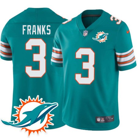 Dolphins #3 Andrew Franks Additional Chest Dolphin Patch Aqua Jersey