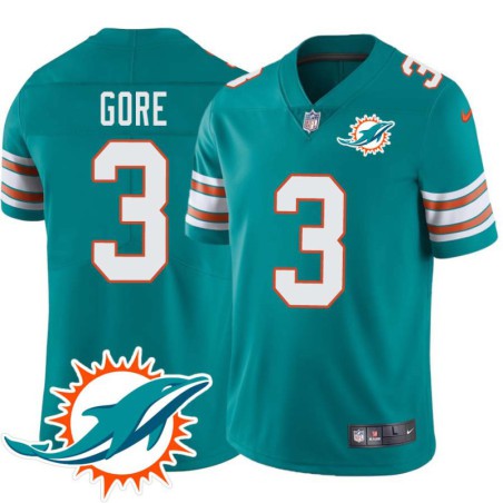 Dolphins #3 Stacy Gore Additional Chest Dolphin Patch Aqua Jersey