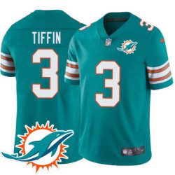 Dolphins #3 Van Tiffin Additional Chest Dolphin Patch Aqua Jersey