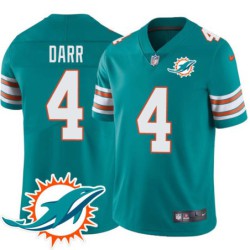 Dolphins #4 Matt Darr Additional Chest Dolphin Patch Aqua Jersey