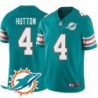 Dolphins #4 Tom Hutton Additional Chest Dolphin Patch Aqua Jersey