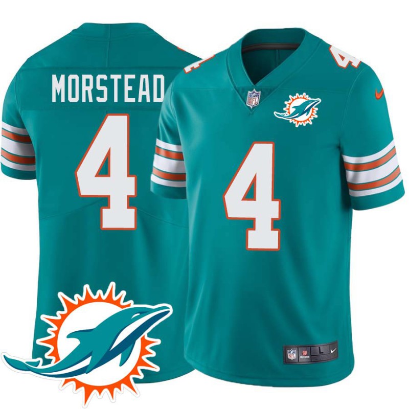 Dolphins #4 Thomas Morstead Additional Chest Dolphin Patch Aqua Jersey