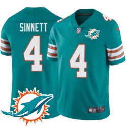 Dolphins #4 Reid Sinnett Additional Chest Dolphin Patch Aqua Jersey