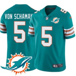 Dolphins #5 Uwe von Schamann Additional Chest Dolphin Patch Aqua Jersey