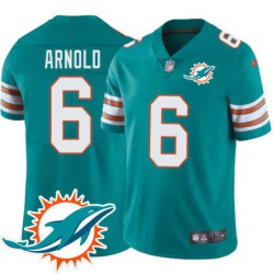 Dolphins #6 Jim Arnold Additional Chest Dolphin Patch Aqua Jersey