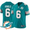 Dolphins #6 Jim Arnold Additional Chest Dolphin Patch Aqua Jersey