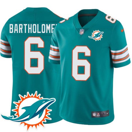 Dolphins #6 Brent Bartholomew Additional Chest Dolphin Patch Aqua Jersey