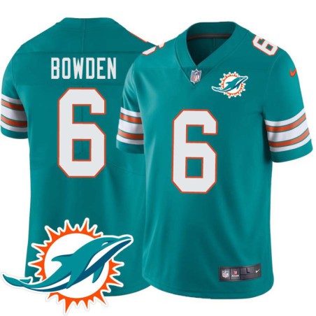 Dolphins #6 Lynn Bowden Jr. Additional Chest Dolphin Patch Aqua Jersey