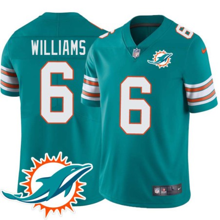 Dolphins #6 Trill Williams Additional Chest Dolphin Patch Aqua Jersey