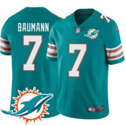 Dolphins #7 Charlie Baumann Additional Chest Dolphin Patch Aqua Jersey