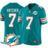 Dolphins #7 Dale Hatcher Additional Chest Dolphin Patch Aqua Jersey