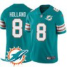 Dolphins #8 Jevon Holland Additional Chest Dolphin Patch Aqua Jersey