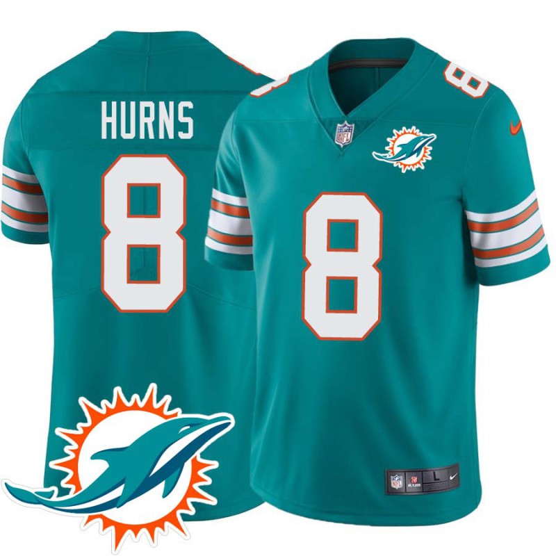 Dolphins #8 Allen Hurns Additional Chest Dolphin Patch Aqua Jersey