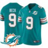 Dolphins #9 John Beck Additional Chest Dolphin Patch Aqua Jersey