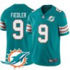 Dolphins #9 Jay Fiedler Additional Chest Dolphin Patch Aqua Jersey