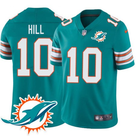 Dolphins #10 Tyreek Hill Additional Chest Dolphin Patch Aqua Jersey