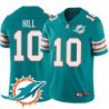 Dolphins #10 Tyreek Hill Additional Chest Dolphin Patch Aqua Jersey