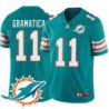 Dolphins #11 Bill Gramatica Additional Chest Dolphin Patch Aqua Jersey