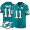 Dolphins #11 DeVante Parker Additional Chest Dolphin Patch Aqua Jersey