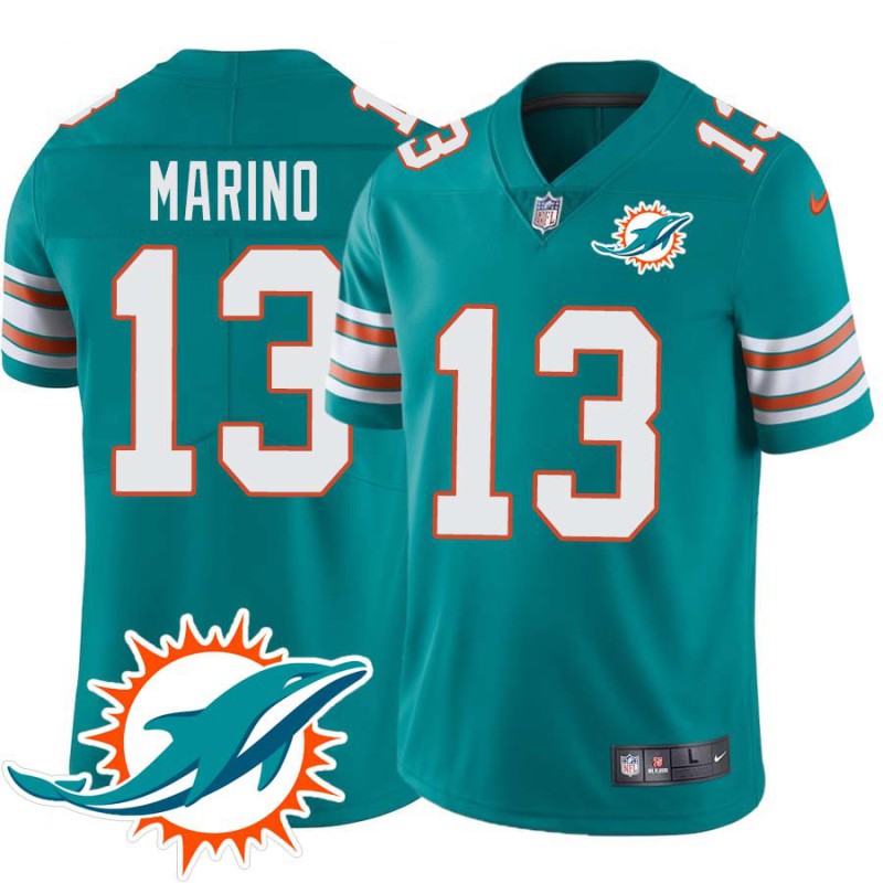 Dolphins #13 Dan Marino Additional Chest Dolphin Patch Aqua Jersey