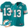 Dolphins #13 Jake Scott Additional Chest Dolphin Patch Aqua Jersey