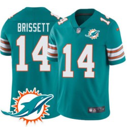 Dolphins #14 Jacoby Brissett Additional Chest Dolphin Patch Aqua Jersey