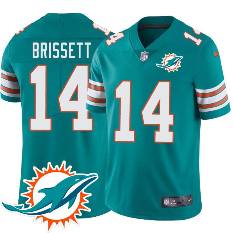 Dolphins #14 Jacoby Brissett Additional Chest Dolphin Patch Aqua Jersey