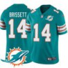 Dolphins #14 Jacoby Brissett Additional Chest Dolphin Patch Aqua Jersey