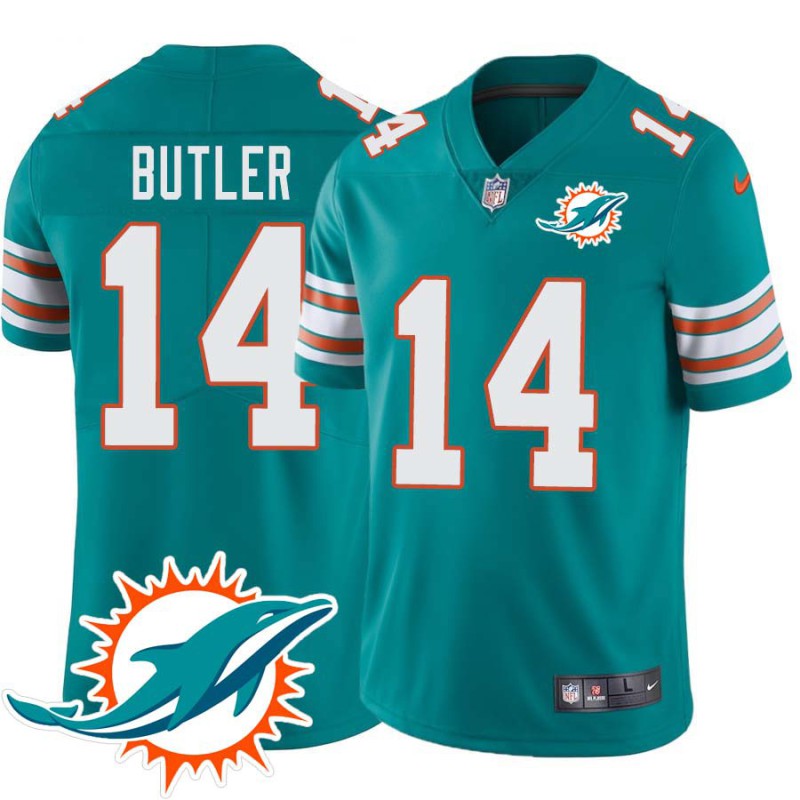 Dolphins #14 Brice Butler Additional Chest Dolphin Patch Aqua Jersey